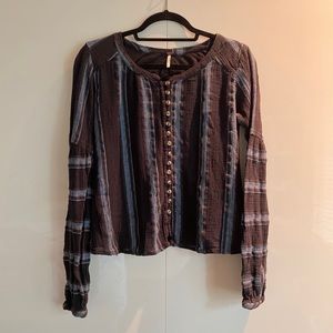 Free People — Striped Blue Shirt